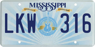 MS license plate LKW316