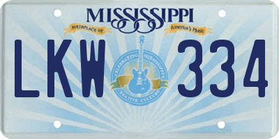 MS license plate LKW334