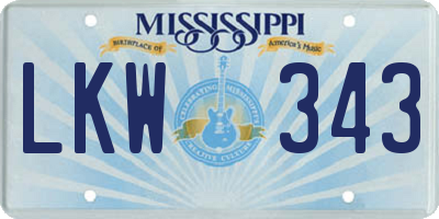 MS license plate LKW343