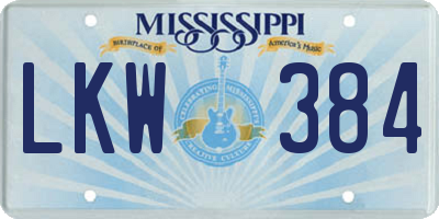 MS license plate LKW384