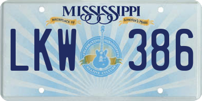 MS license plate LKW386