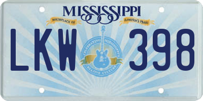MS license plate LKW398
