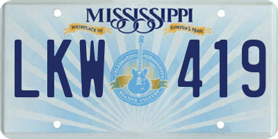 MS license plate LKW419