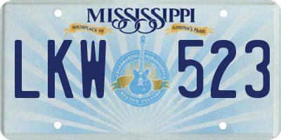 MS license plate LKW523