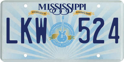MS license plate LKW524