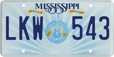 MS license plate LKW543