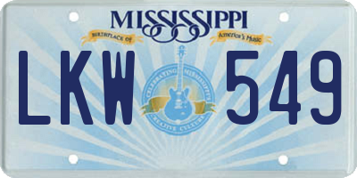 MS license plate LKW549