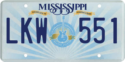 MS license plate LKW551