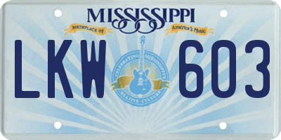 MS license plate LKW603