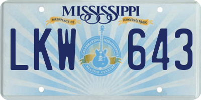 MS license plate LKW643