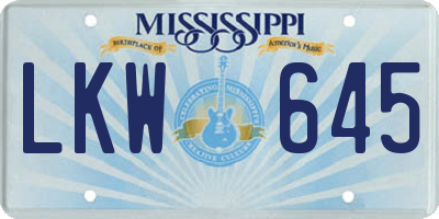 MS license plate LKW645