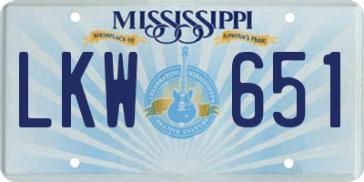 MS license plate LKW651