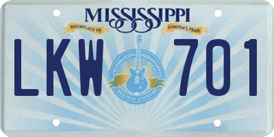 MS license plate LKW701