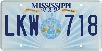 MS license plate LKW718