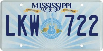 MS license plate LKW722