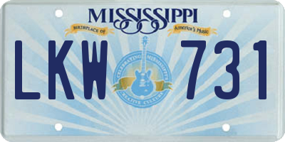 MS license plate LKW731