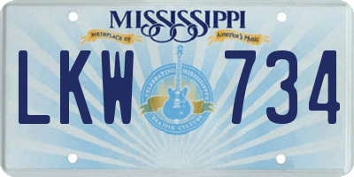 MS license plate LKW734