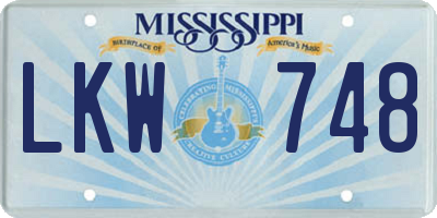 MS license plate LKW748
