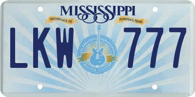 MS license plate LKW777