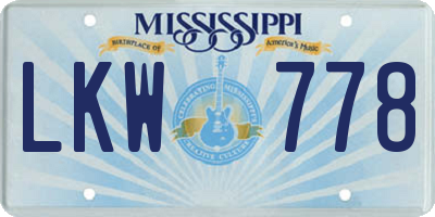 MS license plate LKW778