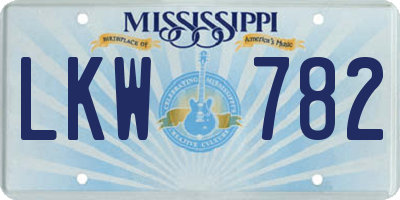 MS license plate LKW782