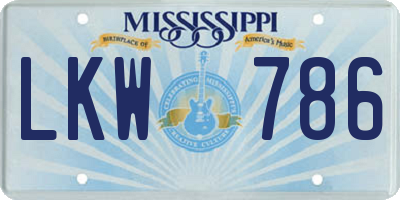 MS license plate LKW786