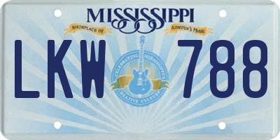 MS license plate LKW788