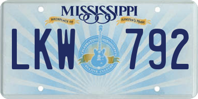 MS license plate LKW792