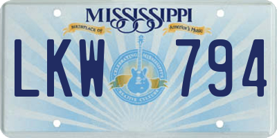 MS license plate LKW794