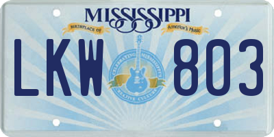 MS license plate LKW803