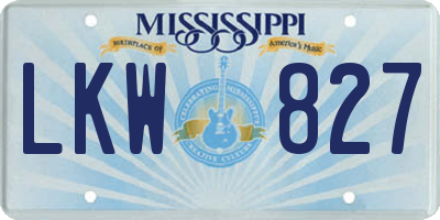MS license plate LKW827