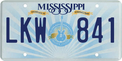 MS license plate LKW841