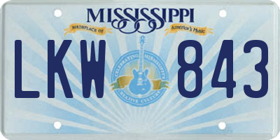 MS license plate LKW843
