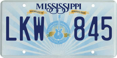 MS license plate LKW845