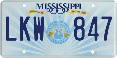 MS license plate LKW847