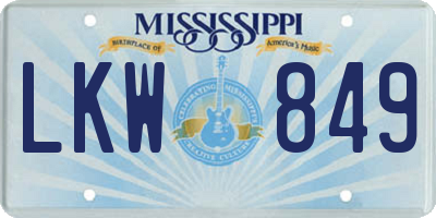 MS license plate LKW849