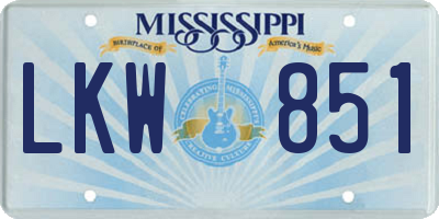 MS license plate LKW851