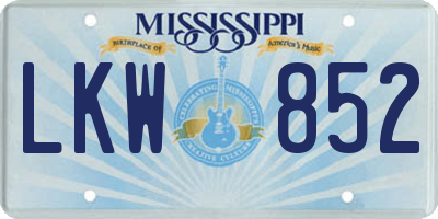 MS license plate LKW852