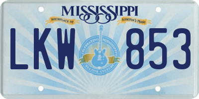 MS license plate LKW853