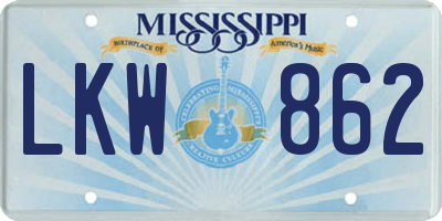 MS license plate LKW862