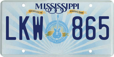 MS license plate LKW865