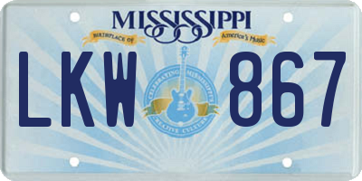 MS license plate LKW867