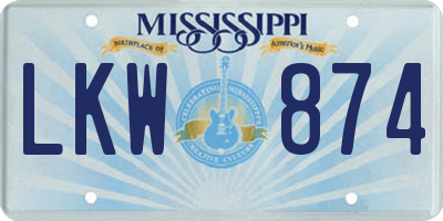 MS license plate LKW874