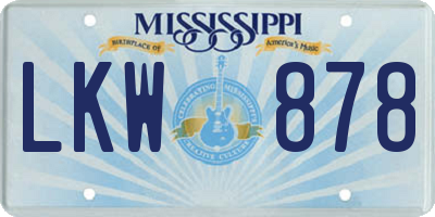MS license plate LKW878
