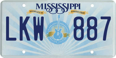MS license plate LKW887