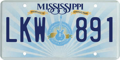MS license plate LKW891