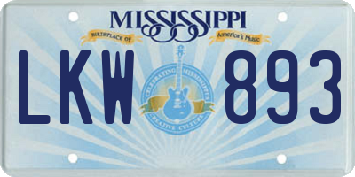 MS license plate LKW893