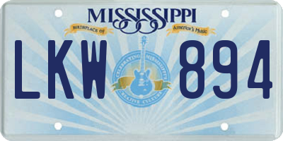 MS license plate LKW894