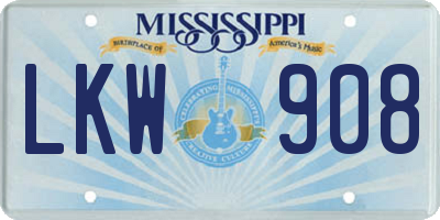 MS license plate LKW908