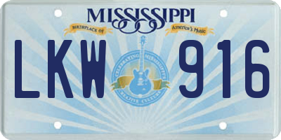 MS license plate LKW916